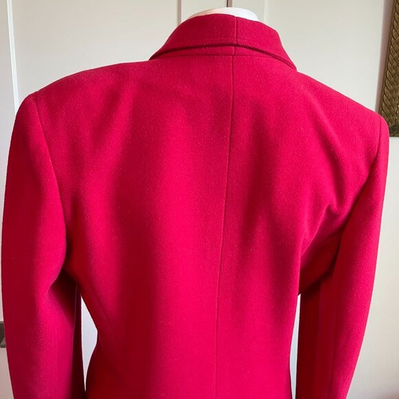 Jean Claude Poitras Bof! Designer Vtg Double Breasted Wool Blend Blazer Red Sz 8 - Picture 8 of 13